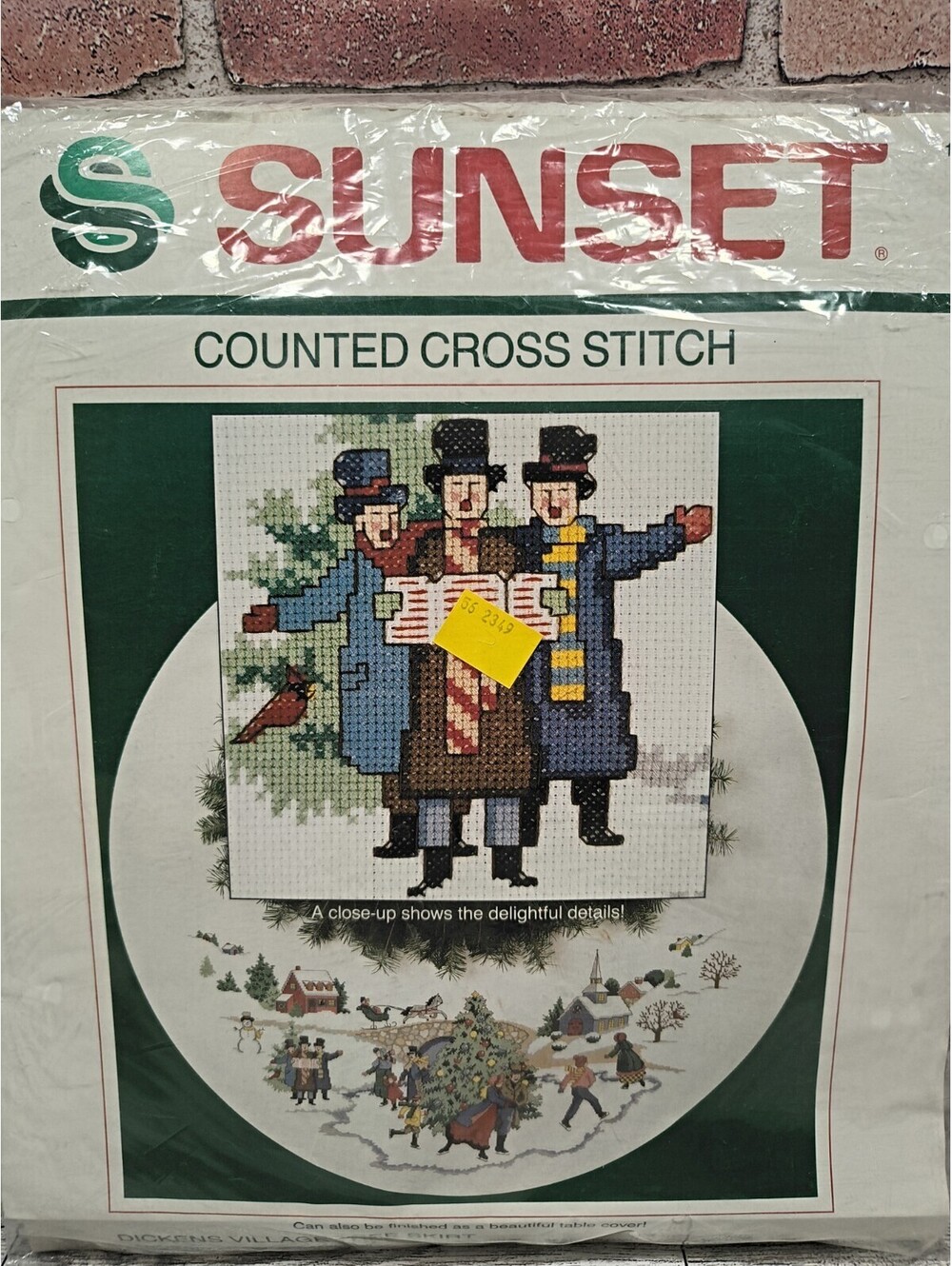 1990 Dimensions Sunset Counted Cross Stitch 46" Dickens Village Tree Skirt NOS